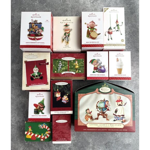 Hallmark ELVES Ornaments Lot Of 18 North Pole Tree Trimmers Mischievous Pixies